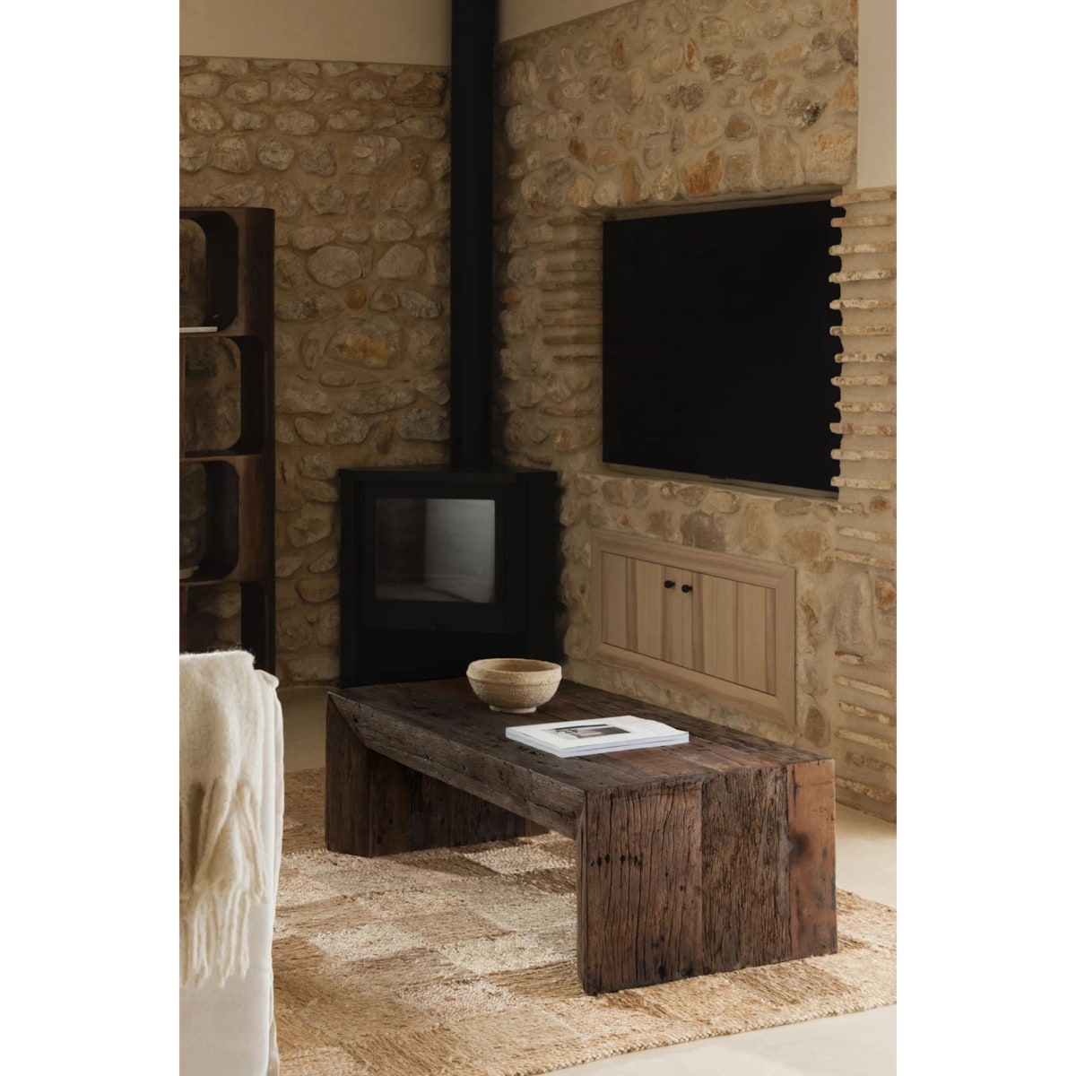 Stolik kawowy prostokątny 120x60 cm z drewna z odzysku, Juvira