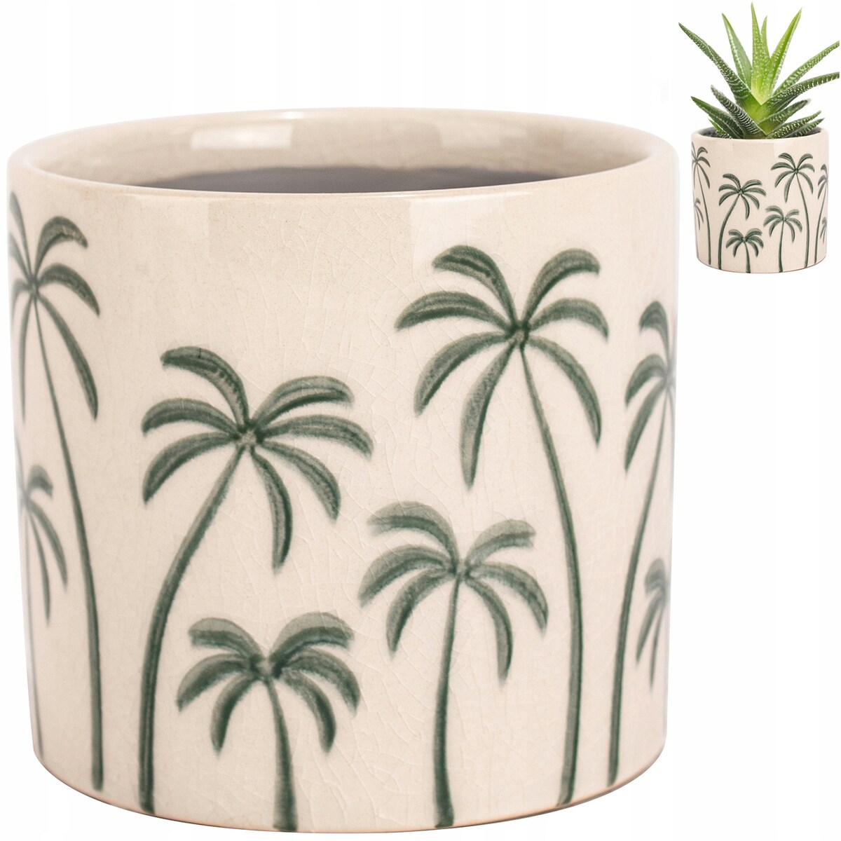 DONICZKA PALMY CERAMICZNA 12cm mała do salonu osłonka palma na parapet