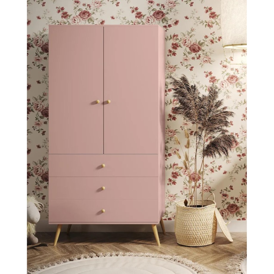 Szafa LEBEL z szufladami 3SZ 100cm różowa