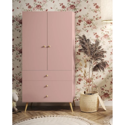 Szafa LEBEL z szufladami 3SZ 100cm różowa