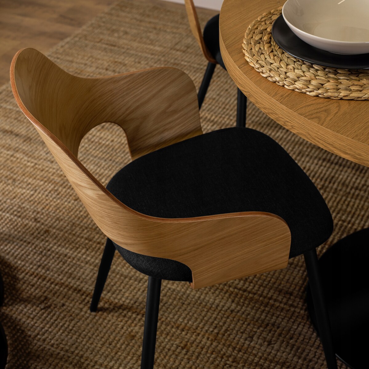 Krzesło Tapicerowane Drewniane Loft Gięte Drewno Do Salonu Jadalni Dąb ORBI