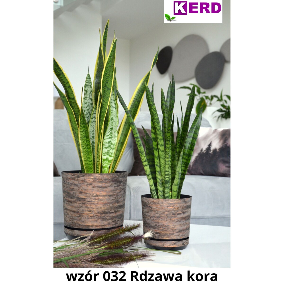 26 cm wzór RDZAWA KORA Doniczka z podstawką efekt drzewa imitacja rustykalna naturalny drewnopodobna barwy lasu