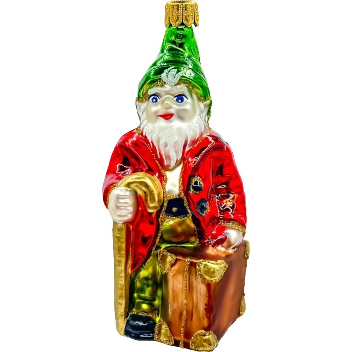 Bombka choinkowa: Skrzat Podróżnik z Kufrem i Laską