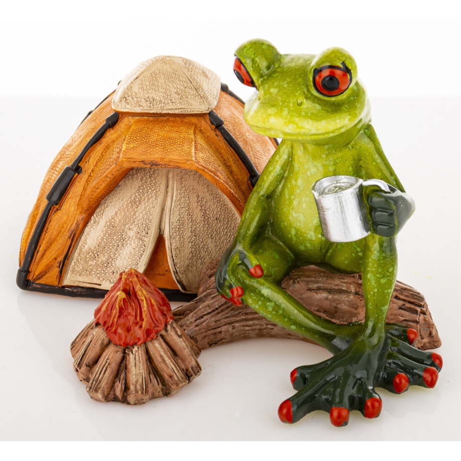 Figurka - żaba na kempingu 9,5x16x12 cm FROGG na biwaku