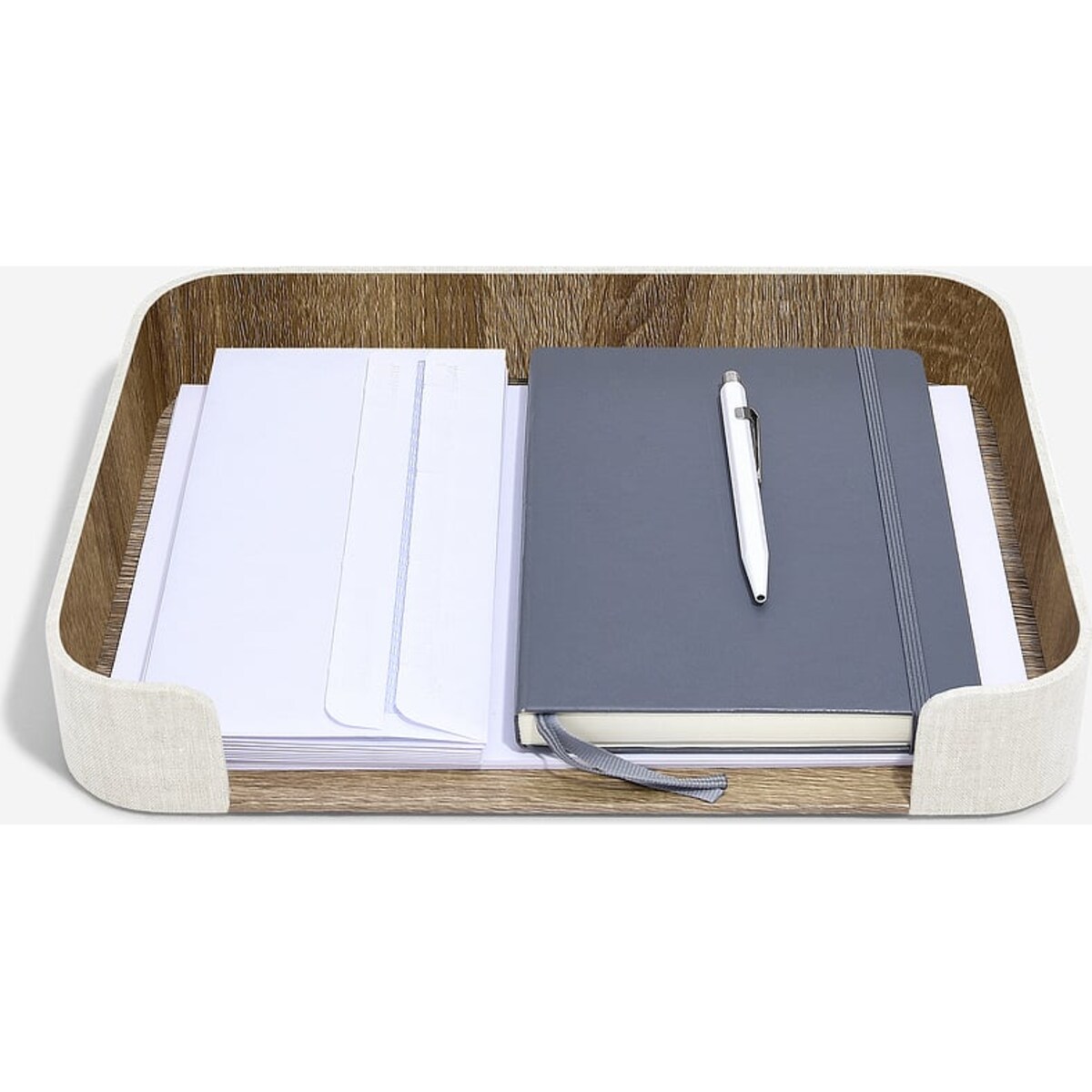 Organizer na biurko Stackers jasnobeżowy lniany z tacą