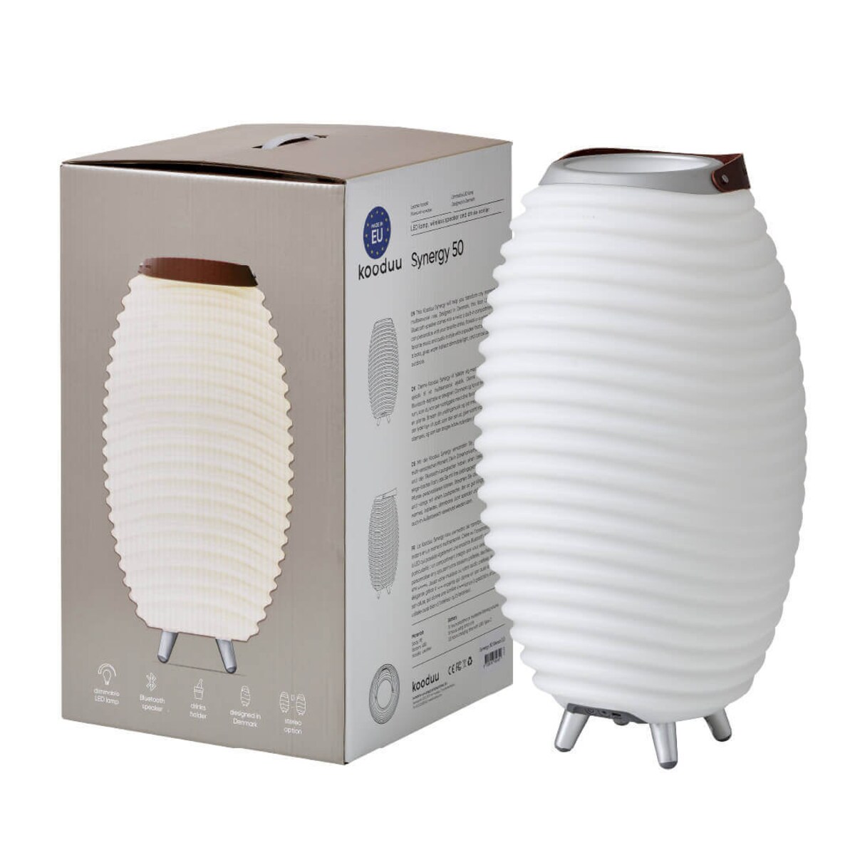 KOODUU SYNERGY 50 Lampa LED z głośnikiem i coolerem na napoje - 56 x 32 cm, Biały