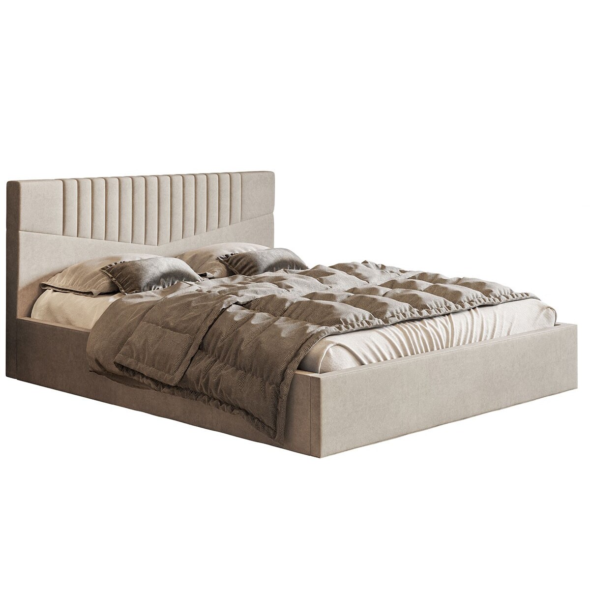 Łóżko tapicerowane 140x200 OLDO 7 z pojemniekim, do sypialni - beżowe