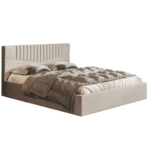 Łóżko tapicerowane 140x200 OLDO 7 z pojemniekim, do sypialni - beżowe