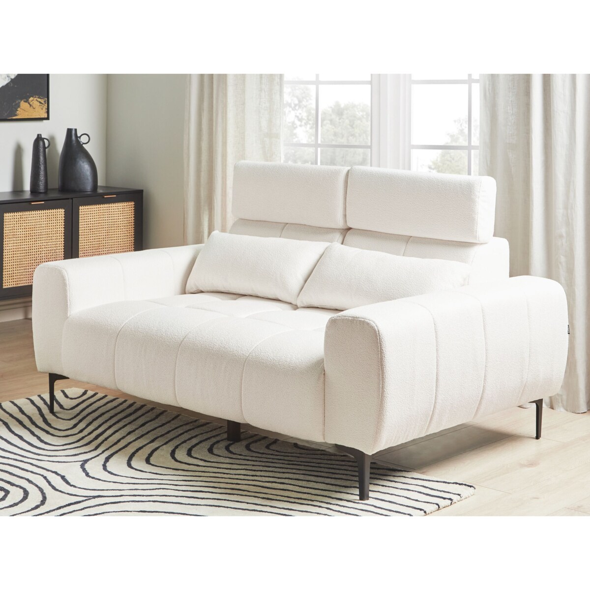 Sofa 2-osobowa boucle biała VEGAMO