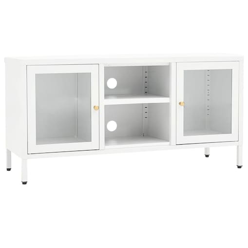 vidaXL Szafka pod telewizor, biała, 105x35x52 cm, stal i szkło