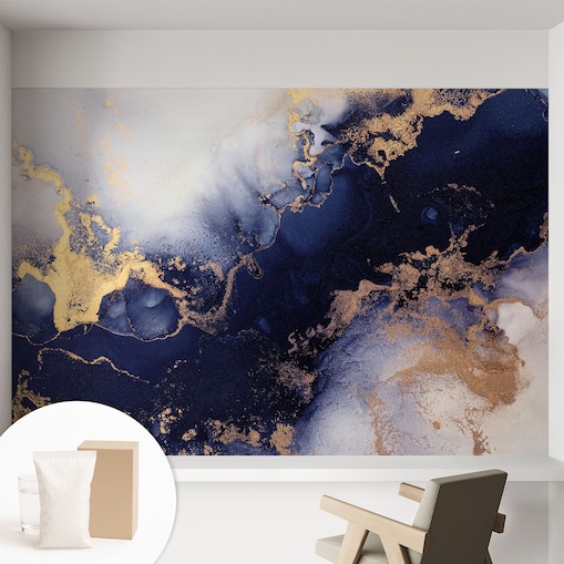 Fototapeta flizelinowa 152x104 cm - Granatowe fale, tapeta ścienna granatowa