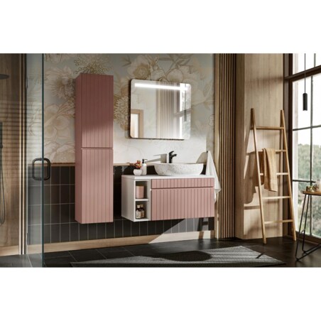 Szafka pod umywalkę nablatową ICONIC ROSE 60cm + ICONIC WHITE 20cm zestaw z blatem