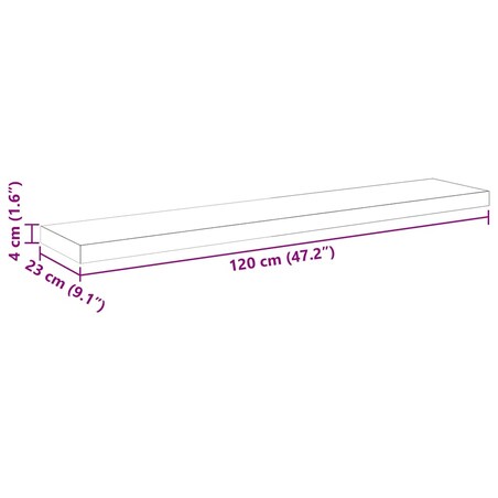 vidaXL Półki ścienne, 4 szt., dębowo-białe, 120 x 23,5 x 3,8 cm, MDF