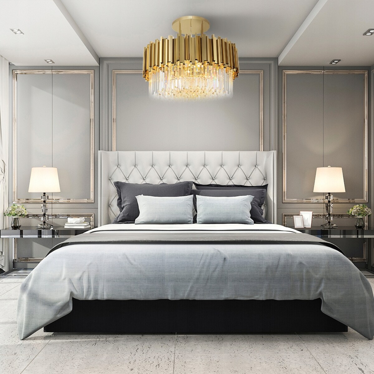 Lampa Kryształowa Sufitowa Plafon Złoty Kryształ