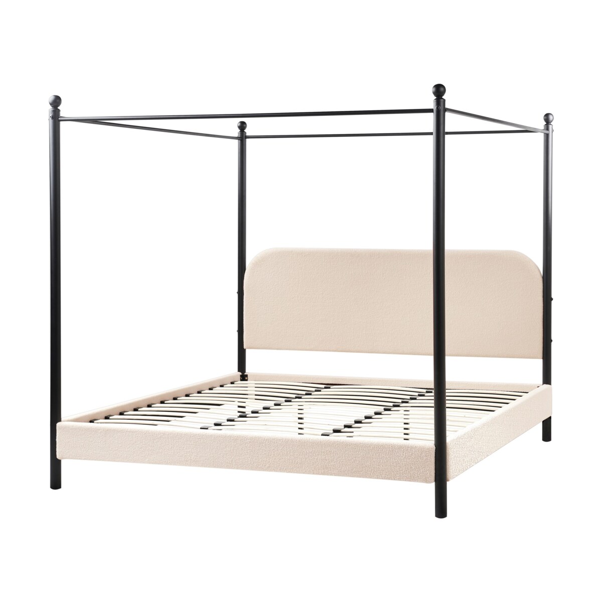 Łóżko z baldachimem Boucle DANNEMOIS 180 x 200 cm Beżowy