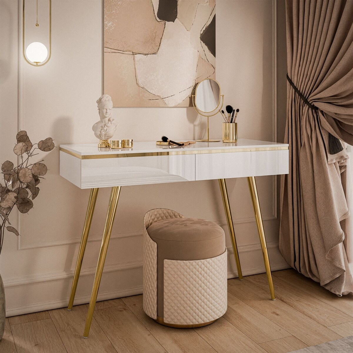 Konsola AURORA-S z szufladami biały połysk