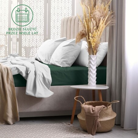 Prześcieradło frotte z gumką 90x200 kolor zieleń butelkowa