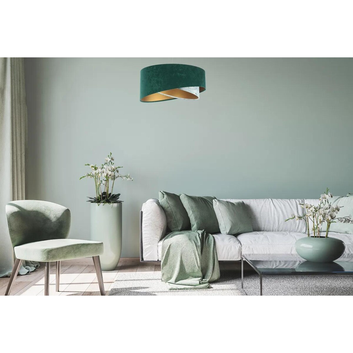 Lampa wisząca MALACHITE zielona/złota