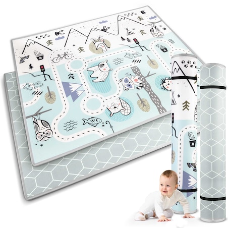 Mata piankowa edukacyjna dwustronna zwijana duża 180x150cm Nukido