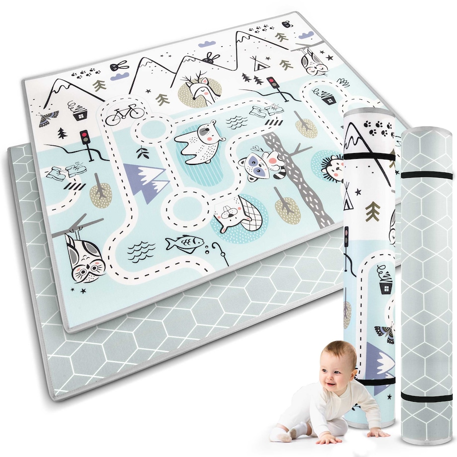 Mata piankowa edukacyjna dwustronna zwijana duża 180x150cm Nukido