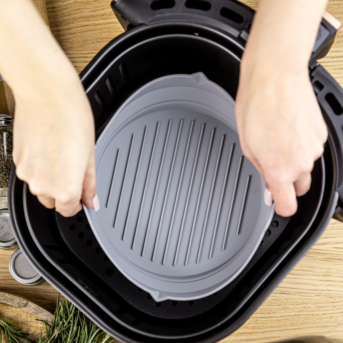 Zestaw wkładów silikonowych do frytkownicy beztłuszczowej 2 sztuki okrągły 20cm składany KLAUSBERG