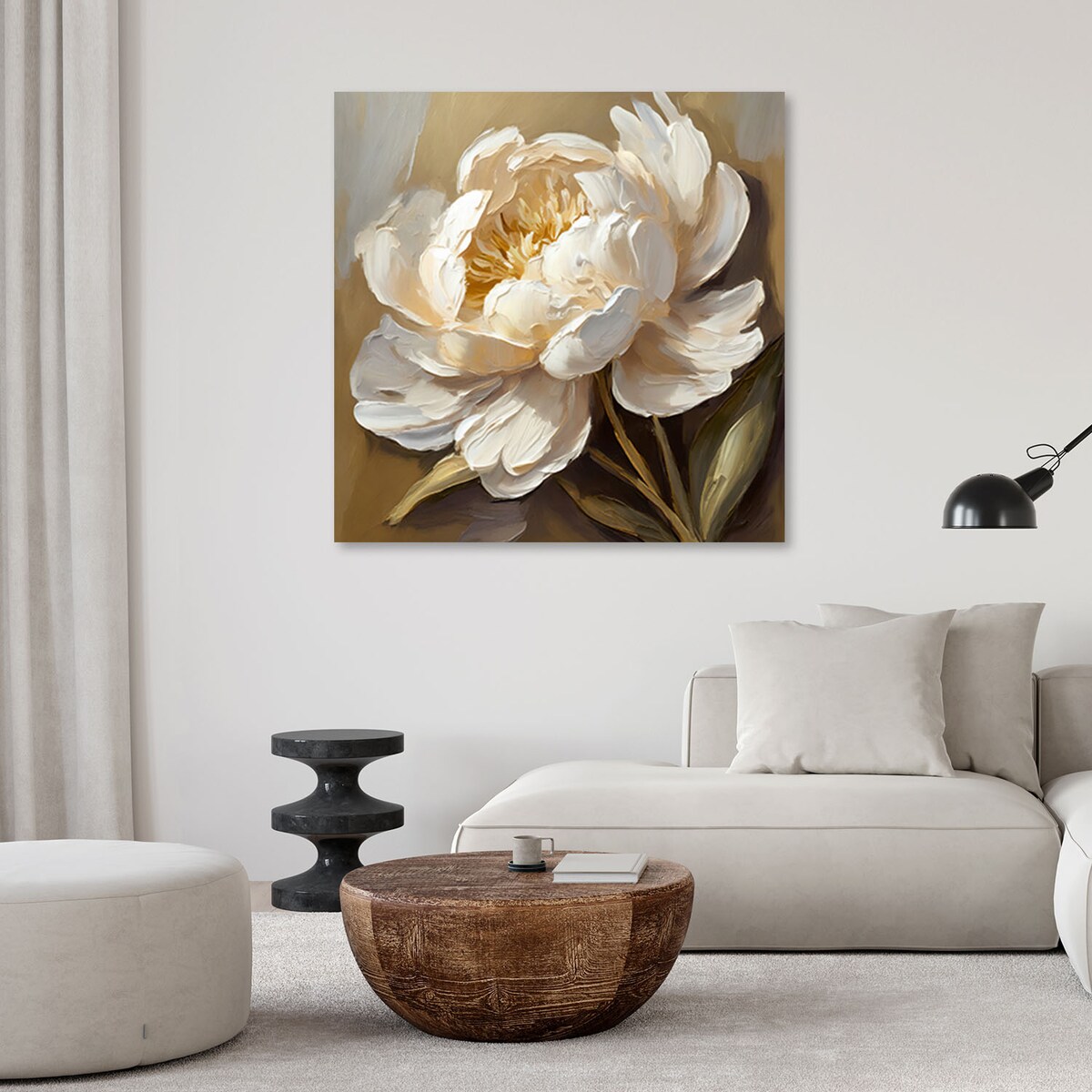 Feeby Obraz, Peonia kremowa jak ręcznie malowana 50x50