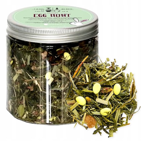 Herbata zielona sypana liściasta EGG HUNT o smaku gruszki prezent upominek na Wielkanoc Zajączka dla kobiety faceta