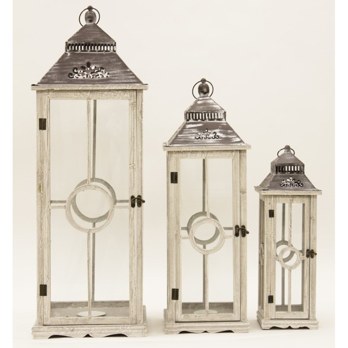 Lampion 3 szt. drewniany 101x35 cm i 79x27 cm SANTHI