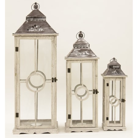 Lampion 3 szt. drewniany 101x35 cm i 79x27 cm SANTHI