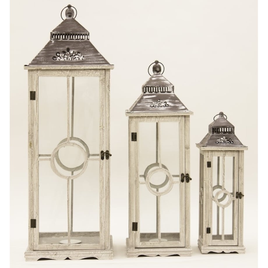 Lampion 3 szt. drewniany 101x35 cm i 79x27 cm SANTHI