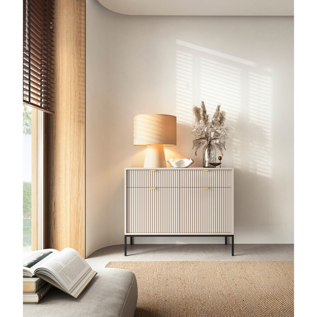 Komoda NEW do przedpokoju KSZ104 - kaszmirowa+ st. czarny