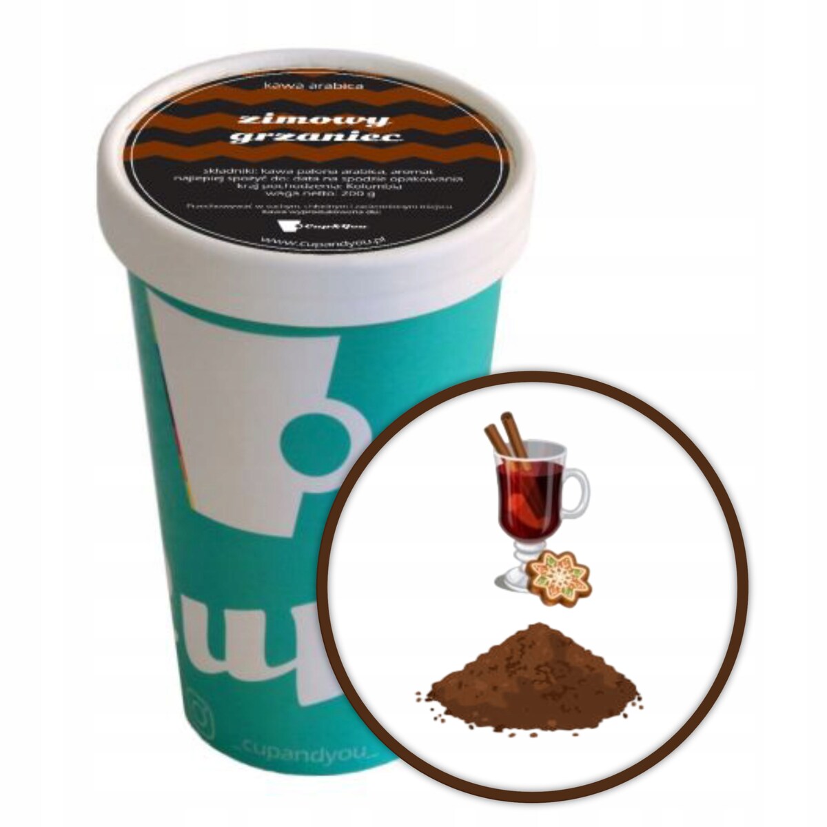 Kawa aromatyzowana deserowa smak ZIMOWY GRZANIEC mielona PREMIUM 200g - kawa smakowa