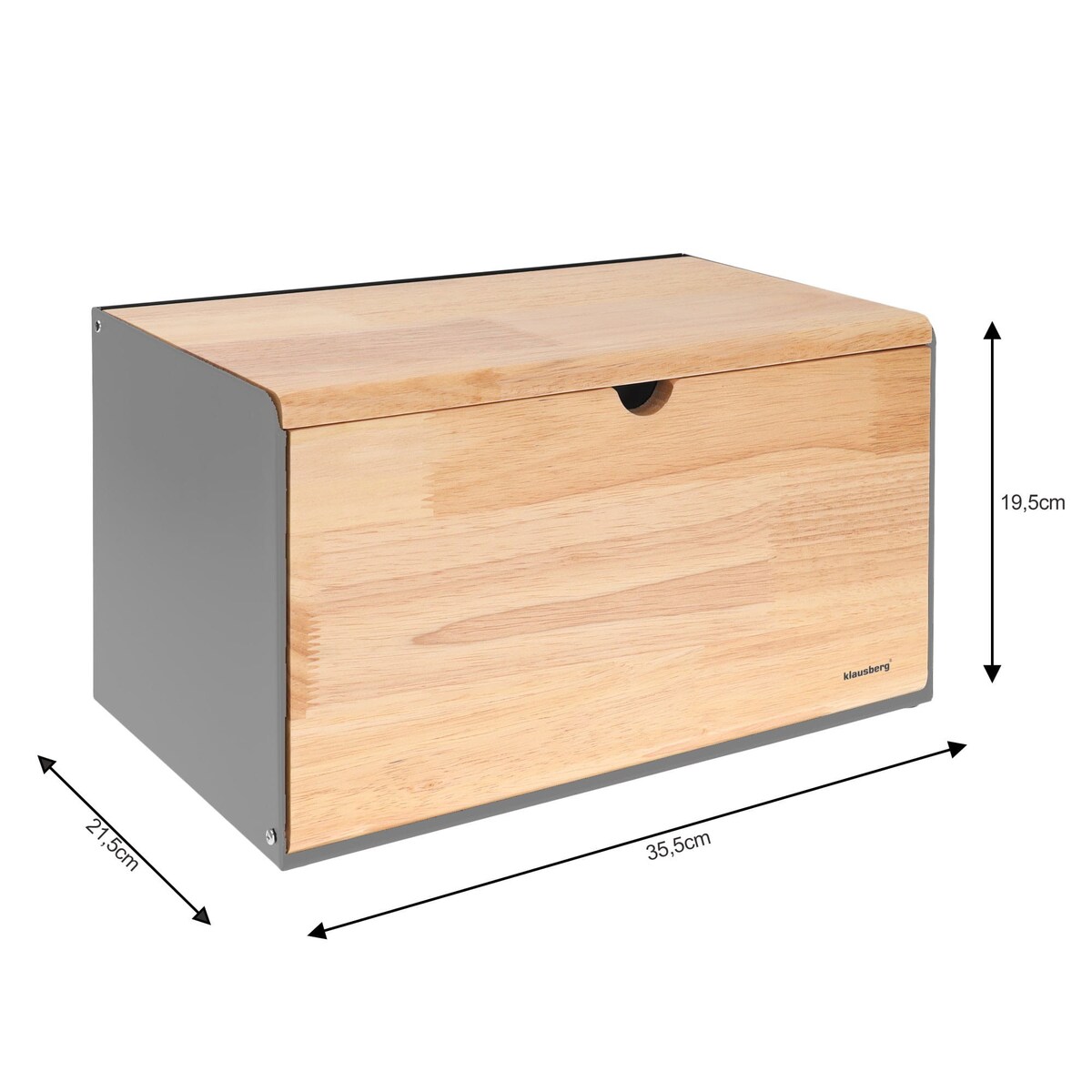 Chlebak stalowo-drewniany pojemnik na chleb pieczywo szary KLAUSBERG