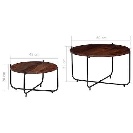 vidaXL Zestaw 2 stolików kawowych, lite drewno akacjowe, 60x35 cm