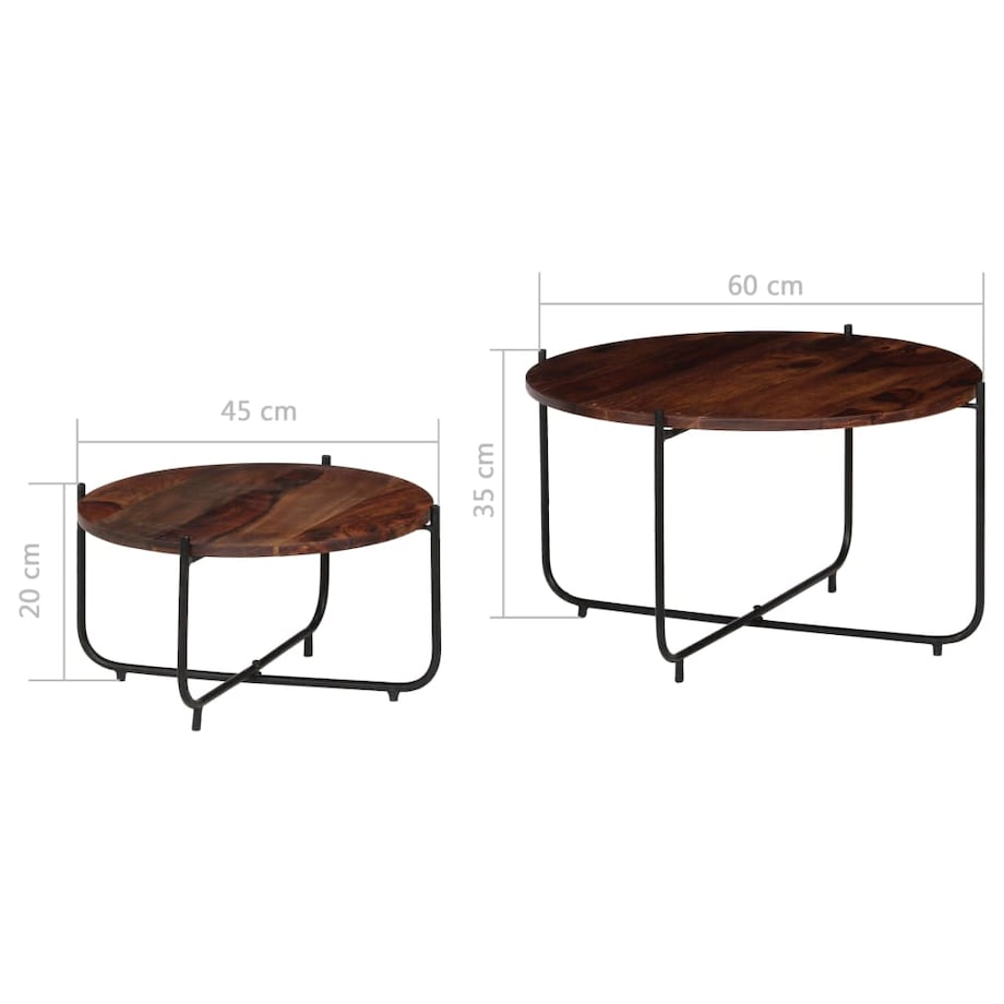 vidaXL Zestaw 2 stolików kawowych, lite drewno akacjowe, 60x35 cm