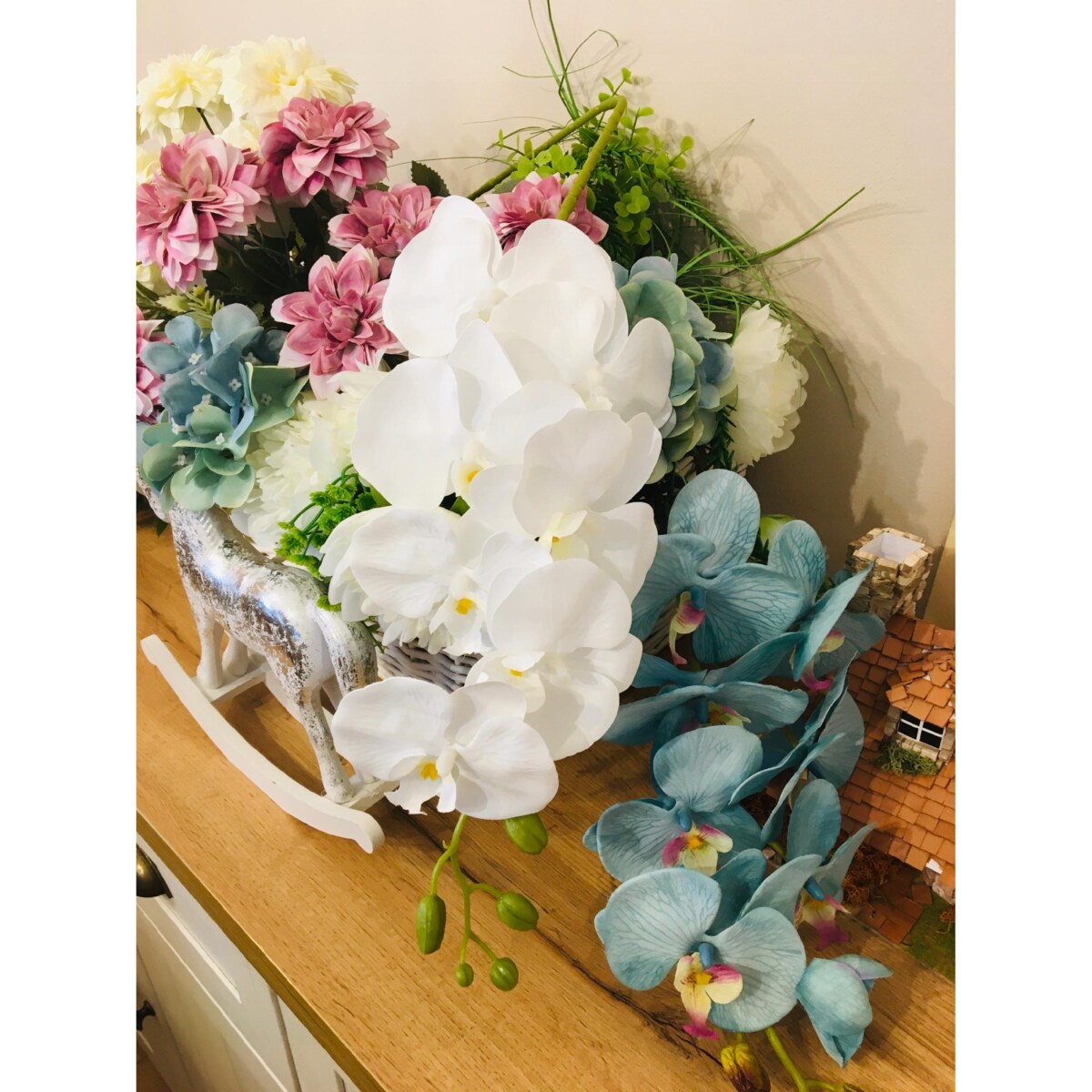 BIAŁY GUMOWANY STORCZYK NA ŁODYDZE piękny na dekoracje wazonu bukietu ślub