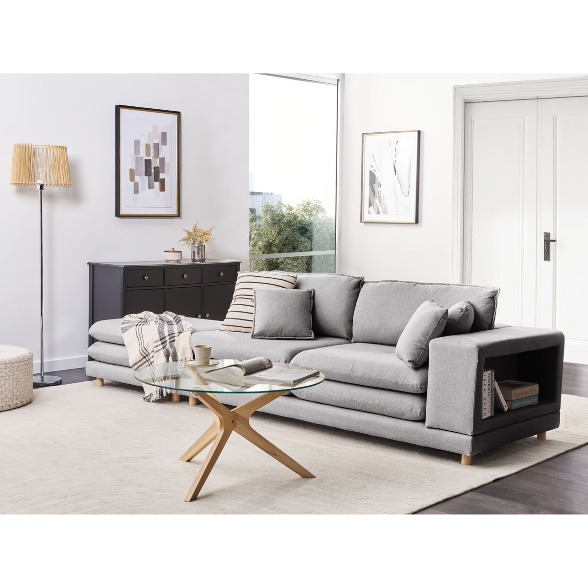 Sofa dla 2 osób HEDEN Szary z otomaną