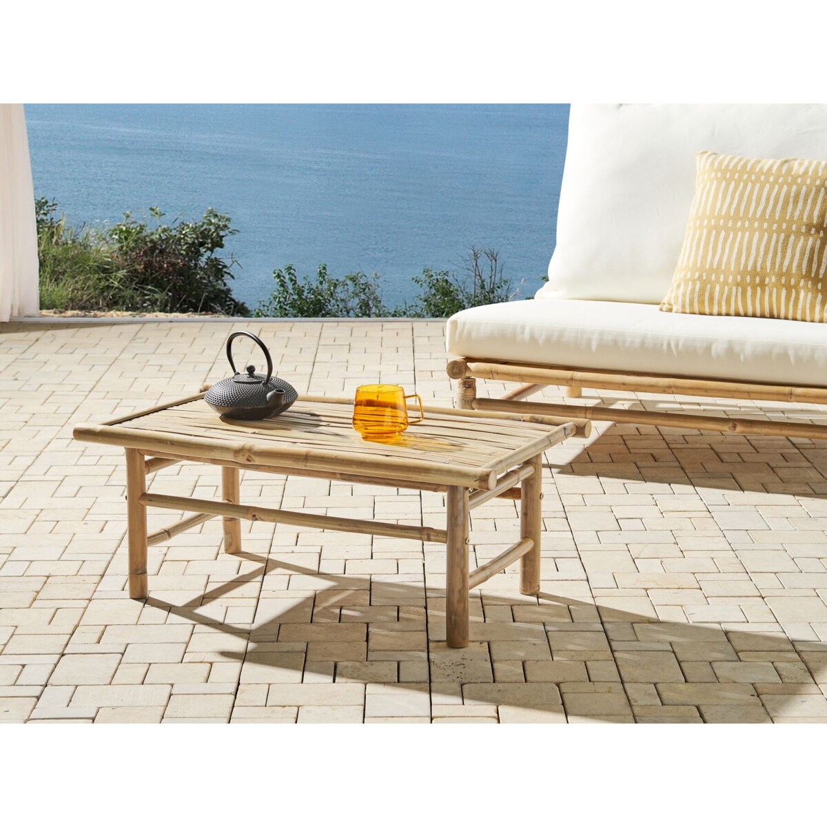 Stolik ogrodowy drewno bambusowe 80 x 45 cm jasny TODI