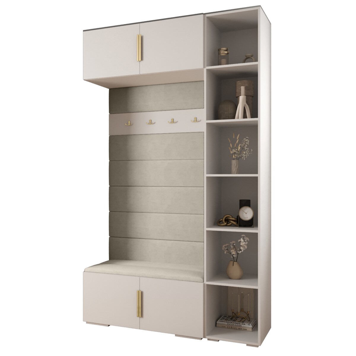 Garderoba do przedpokoju INOVA 2 Z20 biały+złoty+manila02