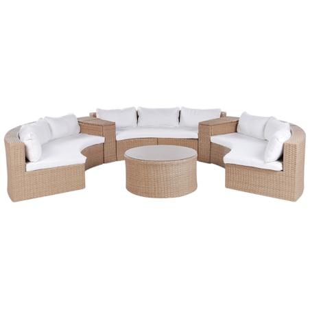 Zestaw ogrodowy ze stolikiem dla 9 osób SEVERO Technorattan Piaskowy