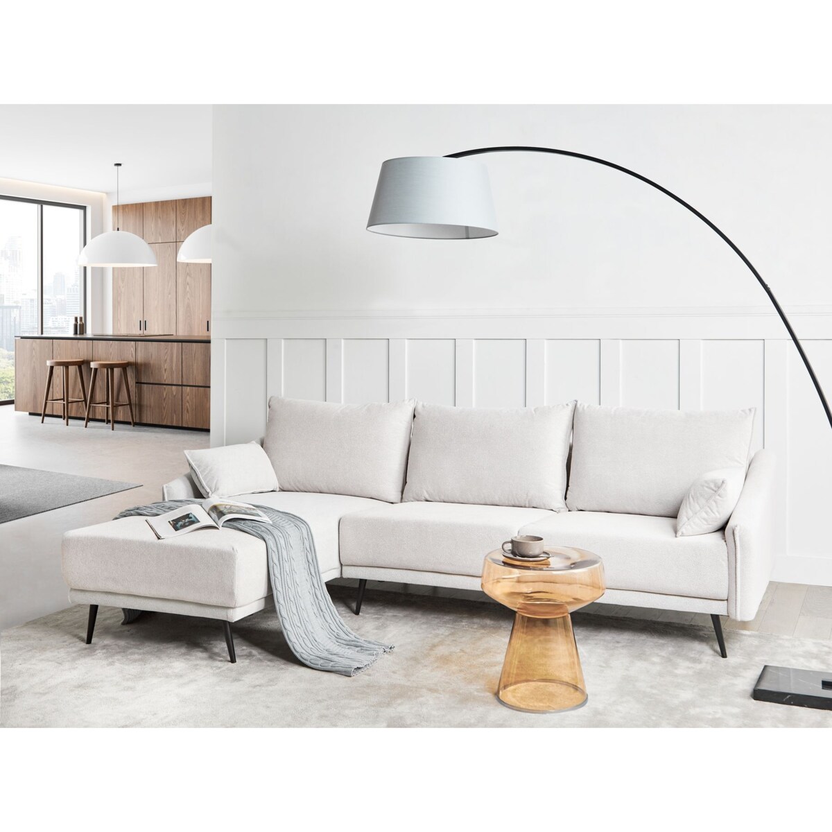 Narożnik prawostronny złamana biel VARDE