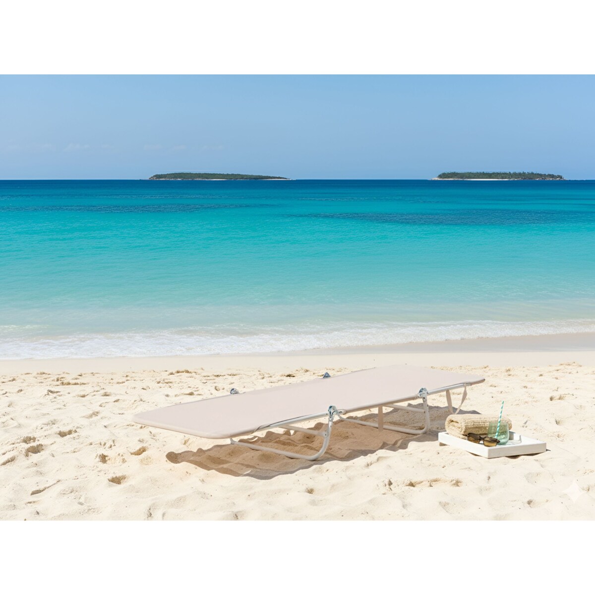 Leżak ogrodowy KASTORIA Składane Metal Beżowy