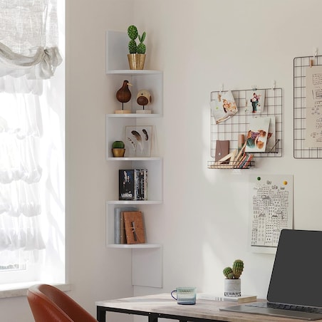 Regał Narożny Półka 20X20X127,5 Cm Biały