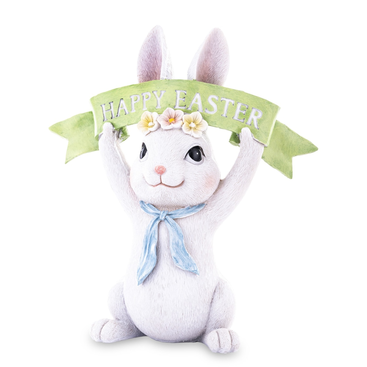 Dekoracja - królik BUNNY z szarfą z napisem 21x18x9 cm