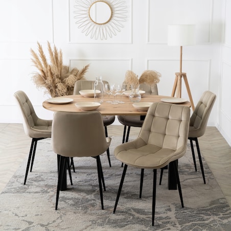 Krzesło Tapicerowane Welurowe Do Salonu Jadalni Kuchenne Beżowe CHRIS