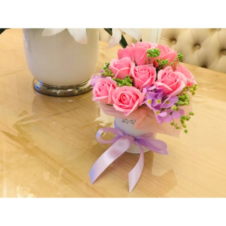 BUKIET KWIATY MYDLANE pachnące na prezent upominek urodziny imieniny róże