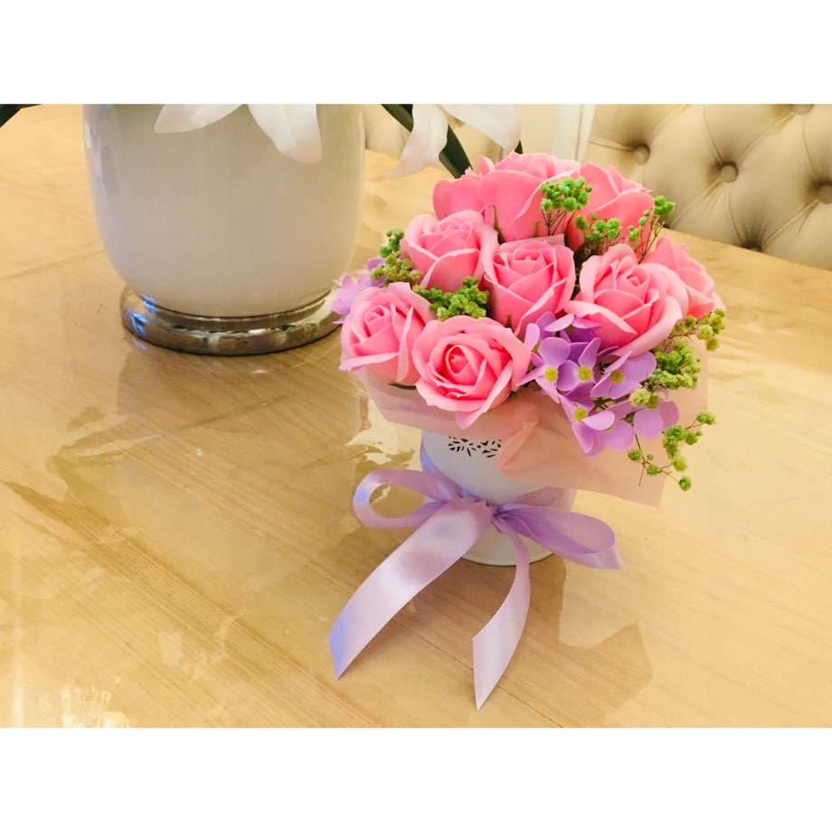 BUKIET KWIATY MYDLANE pachnące na prezent upominek urodziny imieniny róże