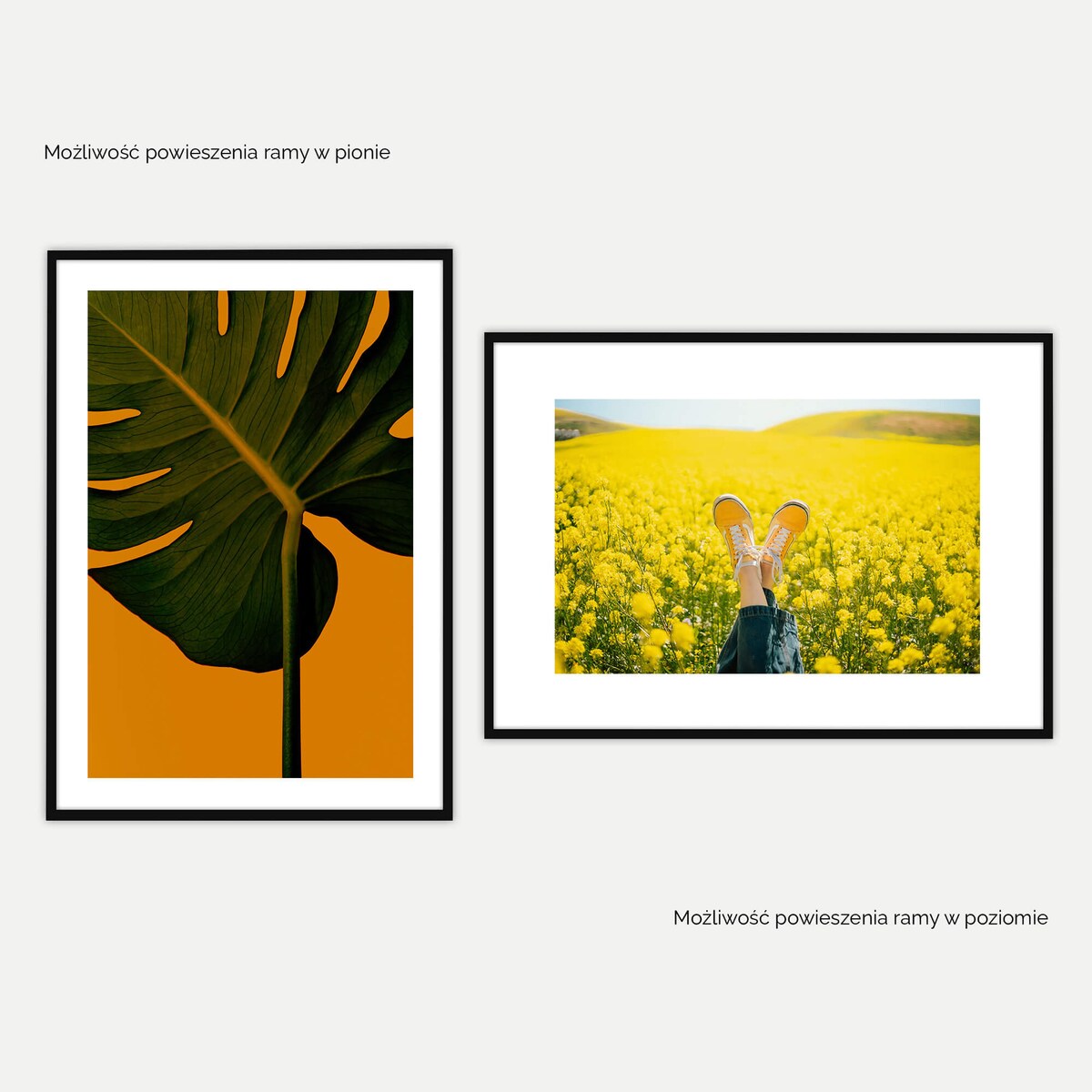 Ramka na zdjęcia 70x100 cm czarna rama MDF z plexi do powieszenia pion poziom klasyczna ramka prostokątna