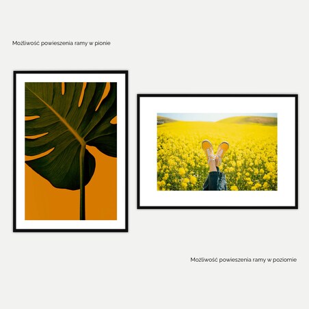 Ramka na zdjęcia 70x100 cm czarna rama MDF z plexi do powieszenia pion poziom klasyczna ramka prostokątna