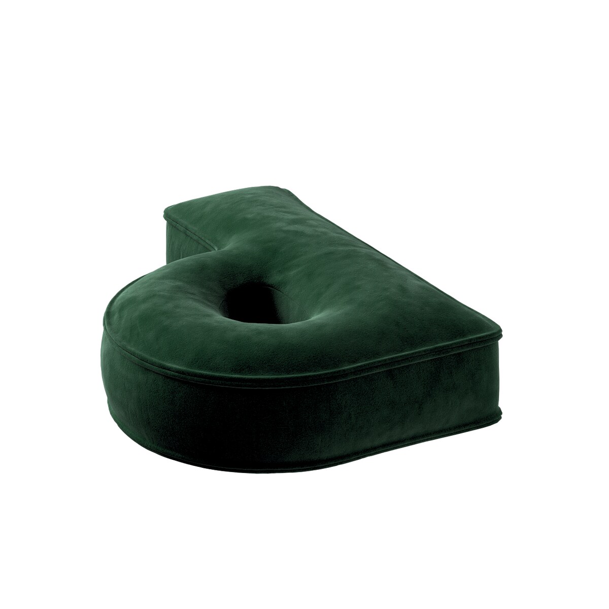 Poduszka literka P, butelkowa zieleń, 35x40cm, Posh Velvet